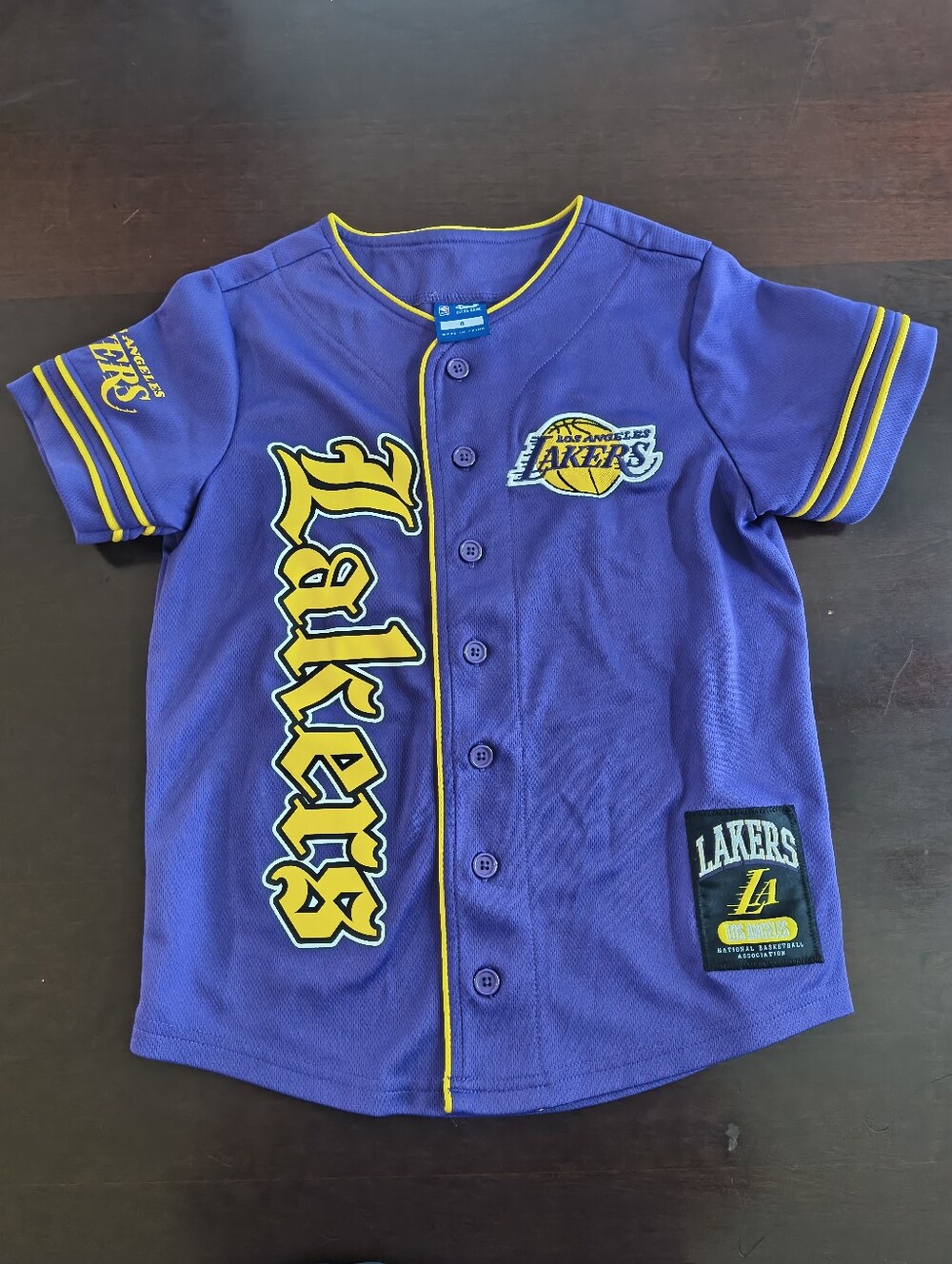 Purple Kids Button-Up Lakers Jersey Shirt